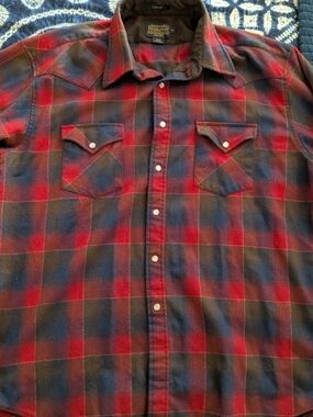 Pendleton Plaid Red Snap Front Western CANYON Mens shirt size XL